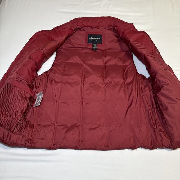 Eddie Bauer Goose Down Puffer Vest Womens M Maroon Full Zip Collared EB700 Fill - Picture 4 of 16